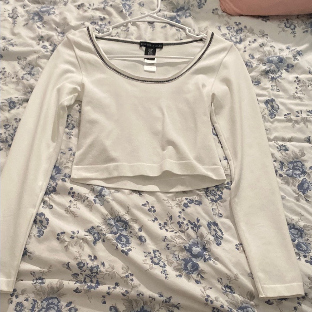 White Long Sleeve Crop Top